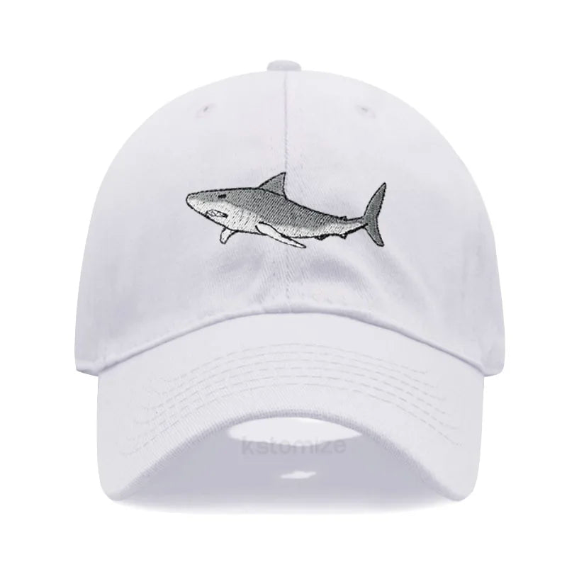Animal Shark Embroidered Baseball Cap for Women Men Fashion Adjustable Washed Cotton Dad Hat Unisex Classic Golf Caps