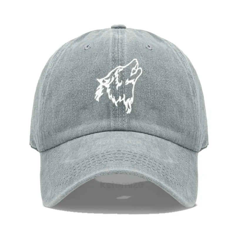 Women's Baseball Cap Men's Washed Cotton Wolf Howl Embroidery Embroidery Dad Hat Sport Golf Caps For Man Sun Hats Dropshipping