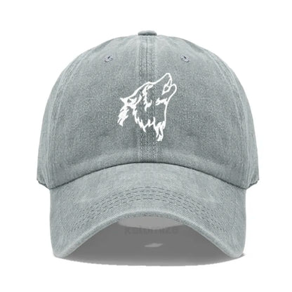 Women's Baseball Cap Men's Washed Cotton Wolf Howl Embroidery Embroidery Dad Hat Sport Golf Caps For Man Sun Hats Dropshipping