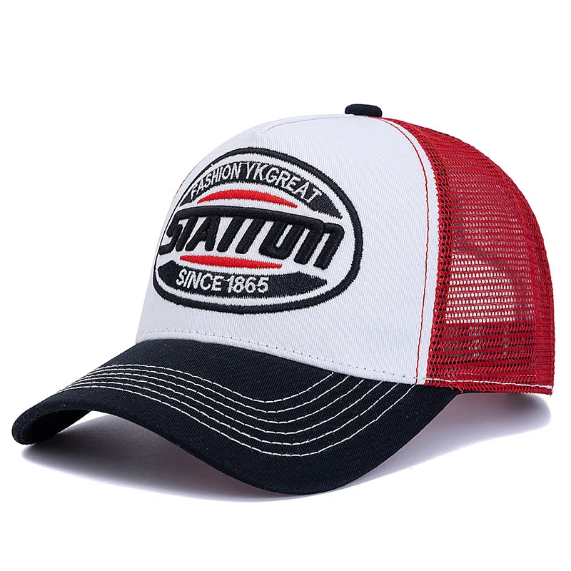 New Style Unisex Baseball Cap Classic STATION Letter Pattern Mesh Cap Men And Women Breathable Streetwear Summer Trucker Hat