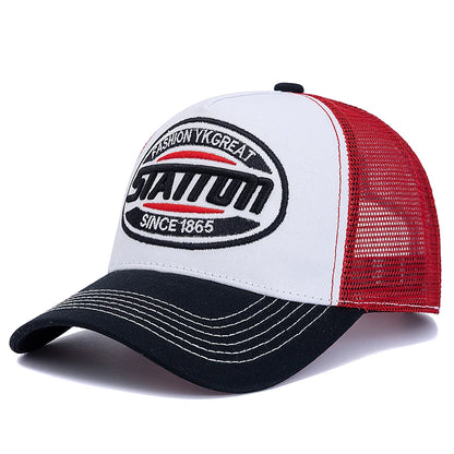 New Style Unisex Baseball Cap Classic STATION Letter Pattern Mesh Cap Men And Women Breathable Streetwear Summer Trucker Hat