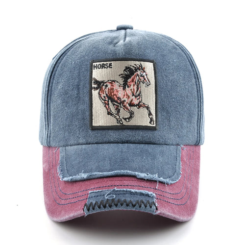 Vintage Denim Baseball Cap With Embroidery Horse Patch Men Snapback Hip Hop Dad Hats Women Four Seasons Adjustable Visor Cap