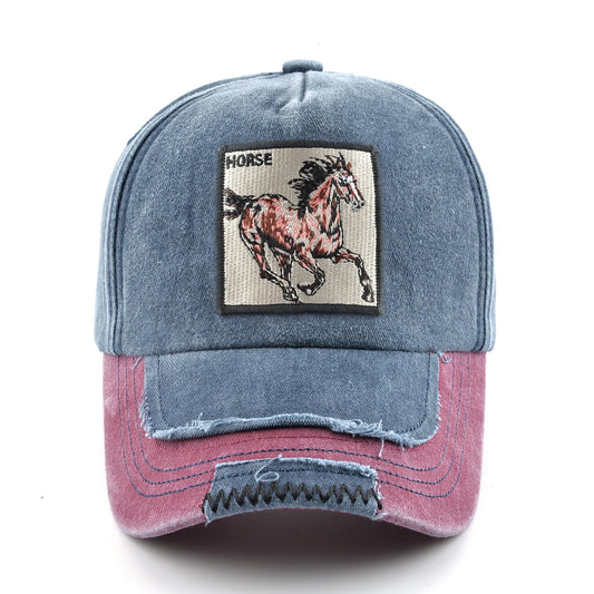 Vintage Denim Baseball Cap With Embroidery Horse Patch Men Snapback Hip Hop Dad Hats Women Four Seasons Adjustable Visor Cap