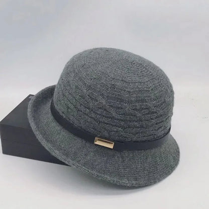 Woolen Bucket Hat Women's Autumn and Winter Bow Korean Version Versatile Japanese Dome Basin Hat British Retro Top Hat Tide