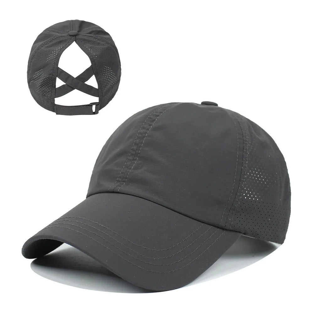 Women’s Ponytail Baseball Cap Mesh Quick Dry Summer Athleisure Sun Visor Hat