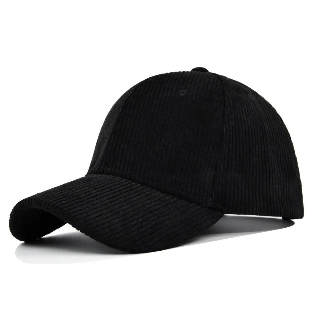 Solid Corduroy Baseball Cap For Women and Men 100%Cotton Vintage Unisex Adjustable Spring Polo Trucker Cap Autumn Winter Sun Hat