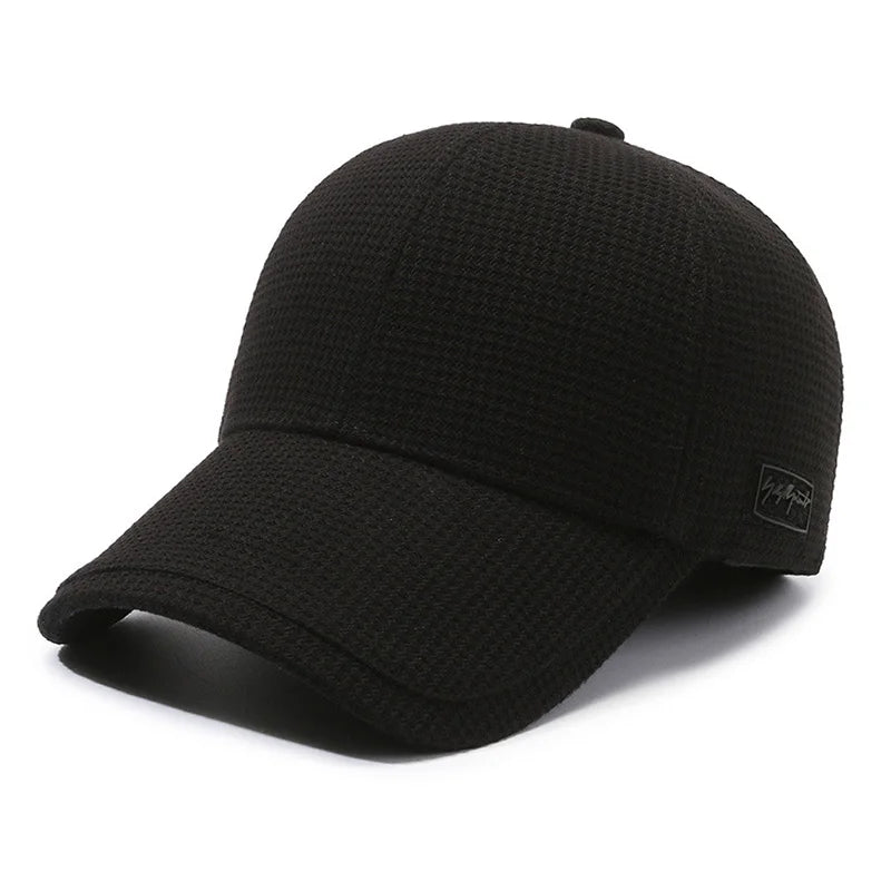 Men'S Winter Warm Hat Polyester Fleece Lining Sports Style Breathable Unisex Solid Color Dry Clean Only No Stretch Ear Flap Cap