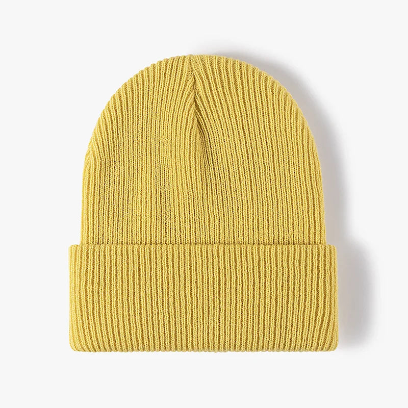 New Women Men Autumn Winter Warm Beanie Hat Solid Color Lady Male Stretch Knitted Crochet Beanies Hat Cap For Women Men