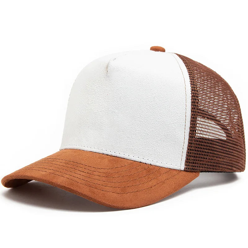 Spring Summer Suede 5 Panel Mesh Baseball Cap Big Head Unisex Trucker Hat Men And Women Sport Snapback Caps Leisure Gorros