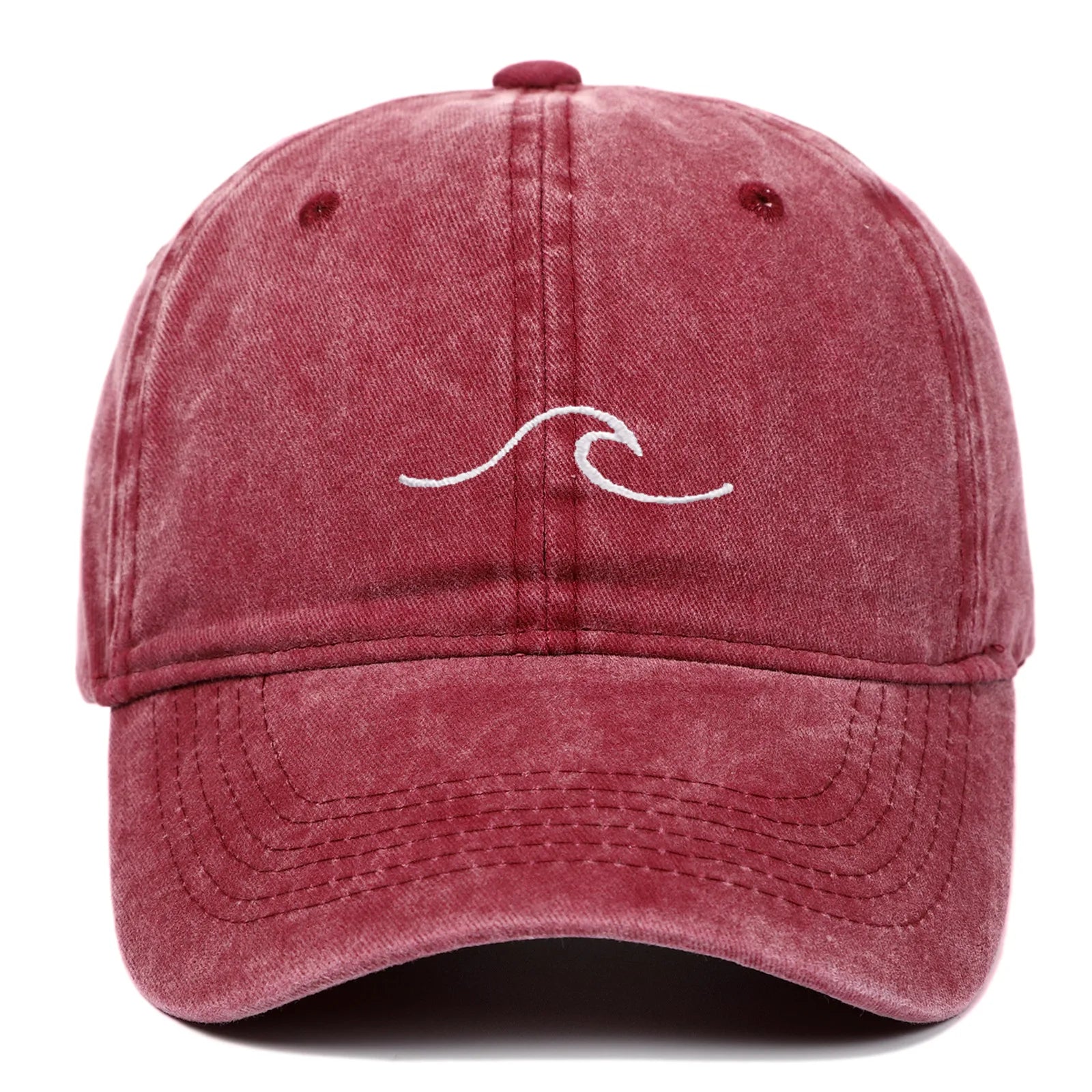 Wave Pattern Embroidered Baseball Cap For Men Women Vintage Washed Cotton Duckbill Sun Hat Outdoor Sport Distressed Dad Hats