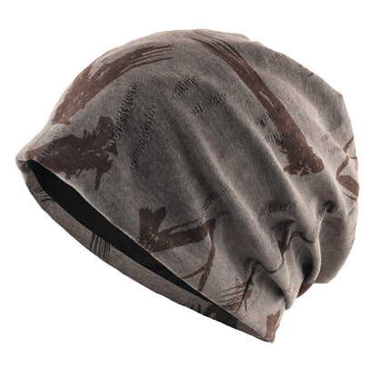 Unisex Chinese-Style Letter-Print Slouchy Beanie Men Women Fashion Loose Style Bonnet Cap Spring Autumn Casual Sport Hats