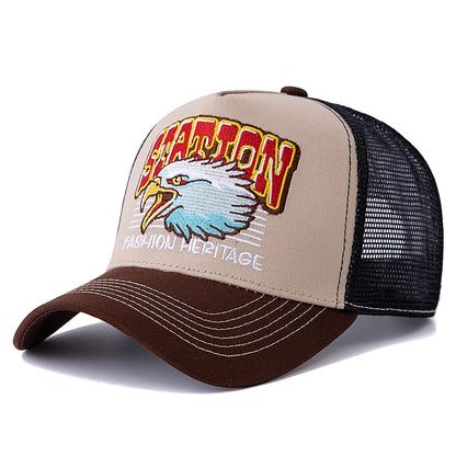 Hot Sale Unisex Fashion Eagle Head Mesh Trucker Hat Breathable Summer Baseball Cap Man Women Streetwear Snapback Hat