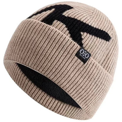 Hot Sale Unisex Winter Beanie Hat Plush Fleece Warm Cap Letter Soft Beanie Hat For Men Women Thicken Ski Sports Knitted Hat
