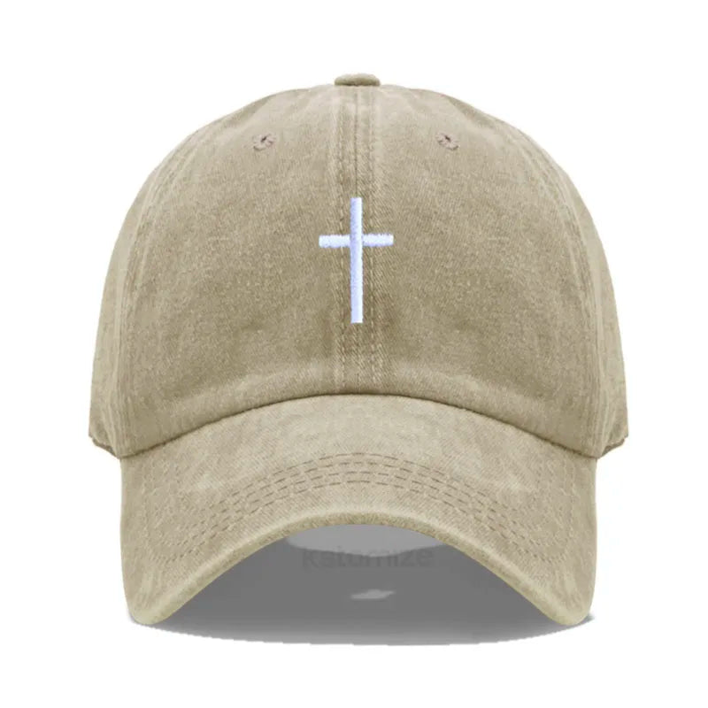 Cross Embroidered Baseball Cap for Women Men Fashion Adjustable Washed Cotton Dad Hat Unisex Classic Golf Caps