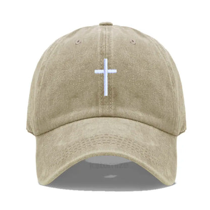 Cross Embroidered Baseball Cap for Women Men Fashion Adjustable Washed Cotton Dad Hat Unisex Classic Golf Caps