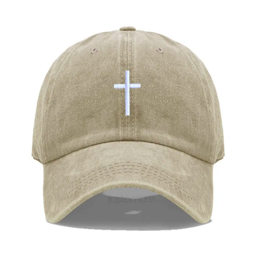 Cross Embroidered Baseball Cap for Women Men Fashion Adjustable Washed Cotton Dad Hat Unisex Classic Golf Caps