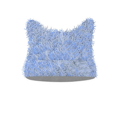 Hip Hop Distressed Knitted Caps Unisex Winter Y2k Cat Ears Little devil Beanies Outdoor Fuzzy Thick Warm Balaclava Hat
