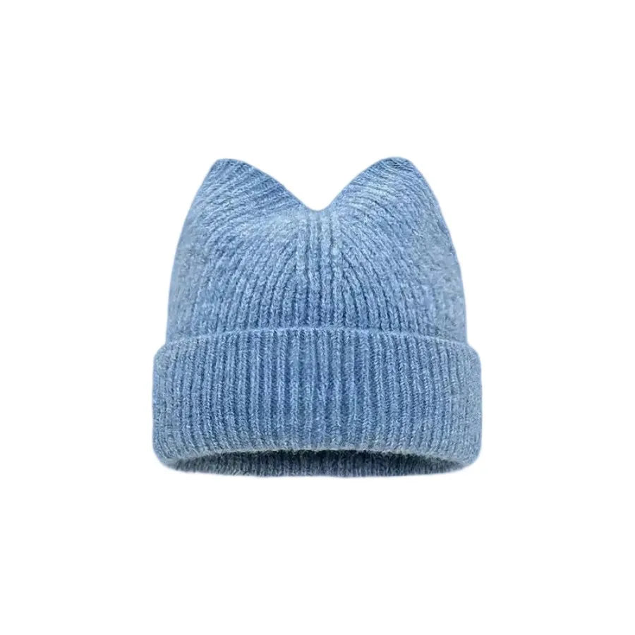 Cat Ears Wool Hat Female Autumn and Winter Korean  Cute Face Small Knitted Hat Big Head Circumference Warm Ear Protection Hat