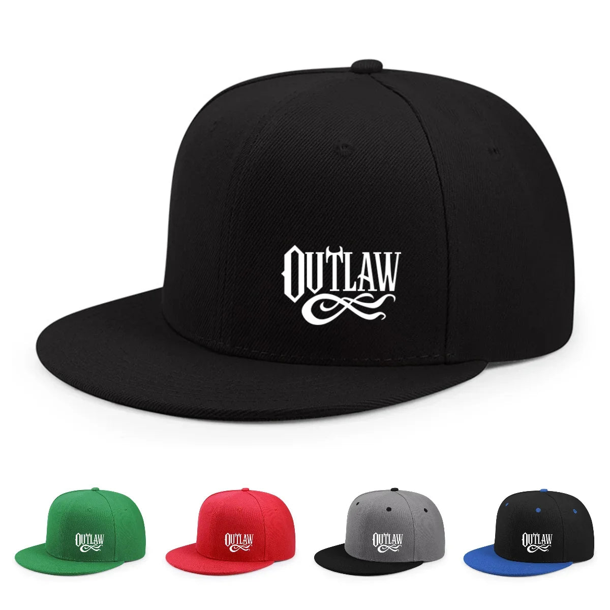 Unisex OUTLAW Printed Adjustable Baseball Cap  Men's and Women's Flat-brimmed Cap, Urban Street Style, Outdoor Activity Cap