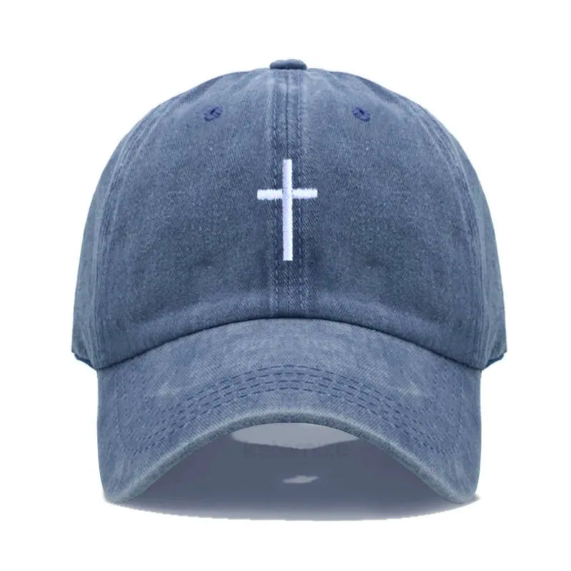 Cross Embroidered Baseball Cap for Women Men Fashion Adjustable Washed Cotton Dad Hat Unisex Classic Golf Caps