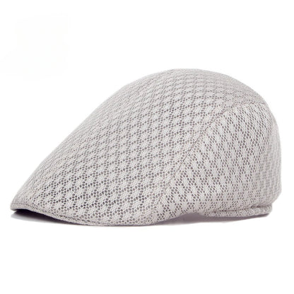 Korean Version of Men's and Women's Berets Solid Color Hollow Mesh Caps Forward Caps Breathable Summer Sun Hats