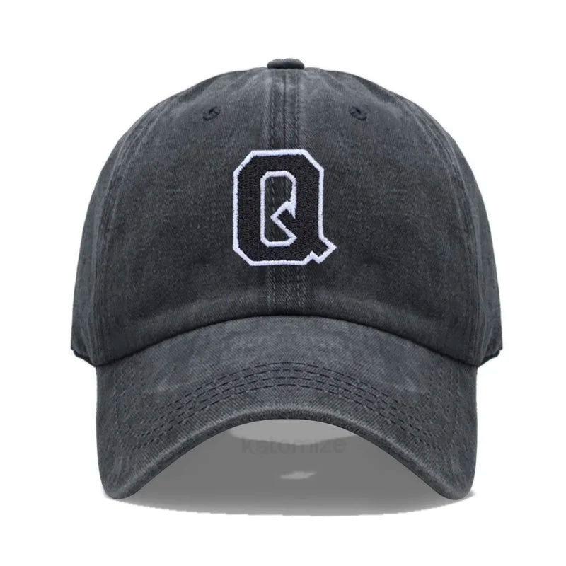 Initial Letter A-Z Embroider Baseball Cap For Men Womne Washed Cotton Dad Hat Fashion Team Sport Visors Snapback Caps
