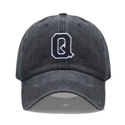 Initial Letter A-Z Embroider Baseball Cap For Men Womne Washed Cotton Dad Hat Fashion Team Sport Visors Snapback Caps