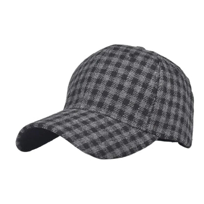 Fall Winter Hat Men's Spring Summer Outdoor Sunscreen Visor Classic Checkered Baseball Cap Hard Top Women's Cap Warm Peaked Cap