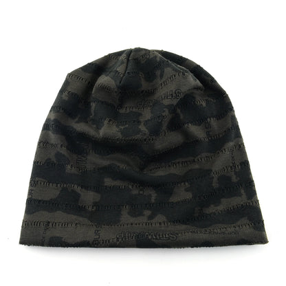 Unisex Camouflage Print Beanie Hat With Distressed Holes Lightweight Stretchy Beanies For Men Women Streetwear Bonnet Cap