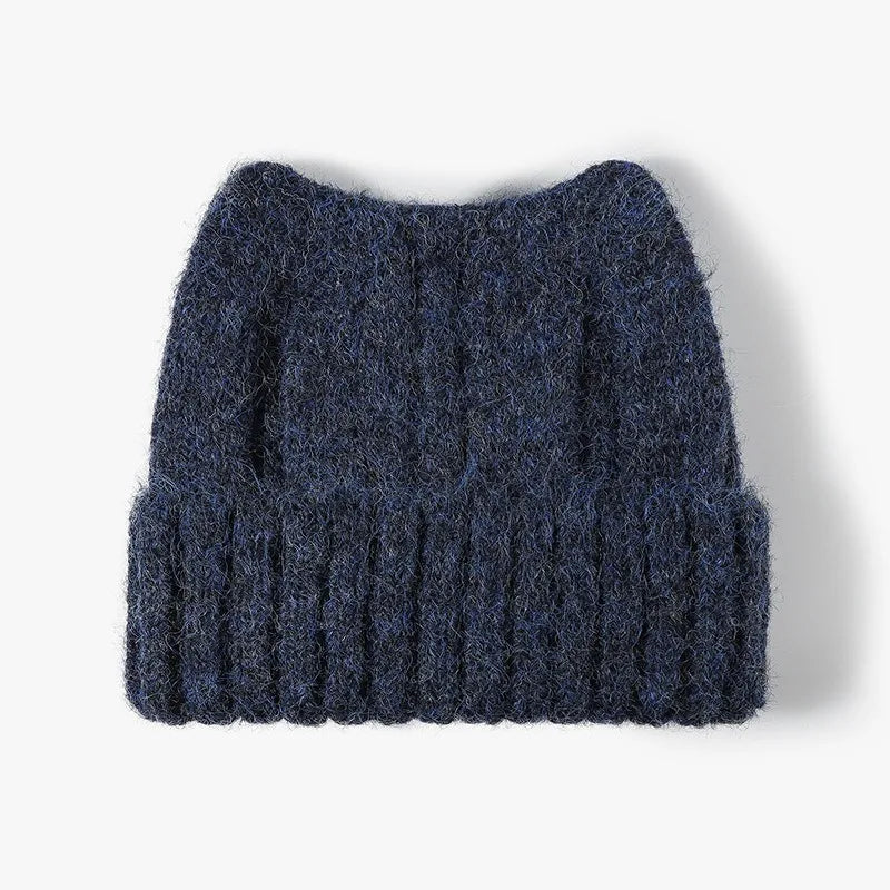New Cool Autumn Winter Women Thick Wool Cute Beanie Hat Cat Ear High Quality Outdoor Warm Knitted Beanie Cap Hat For Women