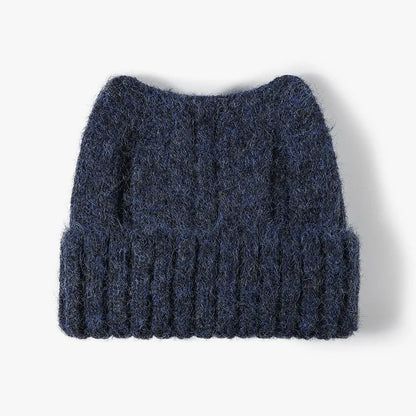 New Cool Autumn Winter Women Thick Wool Cute Beanie Hat Cat Ear High Quality Outdoor Warm Knitted Beanie Cap Hat For Women