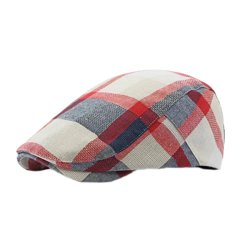 Spring Summer Dopamine Plaid Beret Duck Tongue Forward Hat British Style Visor Summer Hats for Women Men Sun Hats Dad's Hat Gift