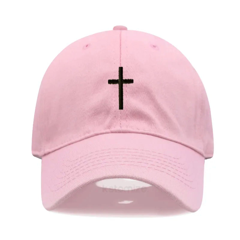 Cross Embroidered Baseball Cap for Women Men Fashion Adjustable Washed Cotton Dad Hat Unisex Classic Golf Caps
