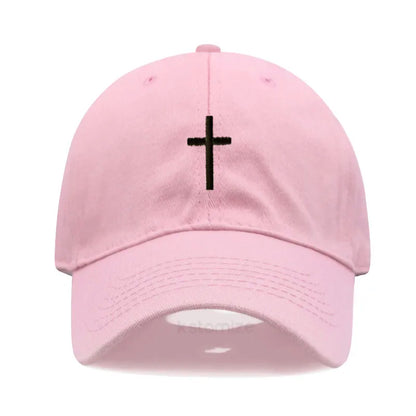 Cross Embroidered Baseball Cap for Women Men Fashion Adjustable Washed Cotton Dad Hat Unisex Classic Golf Caps
