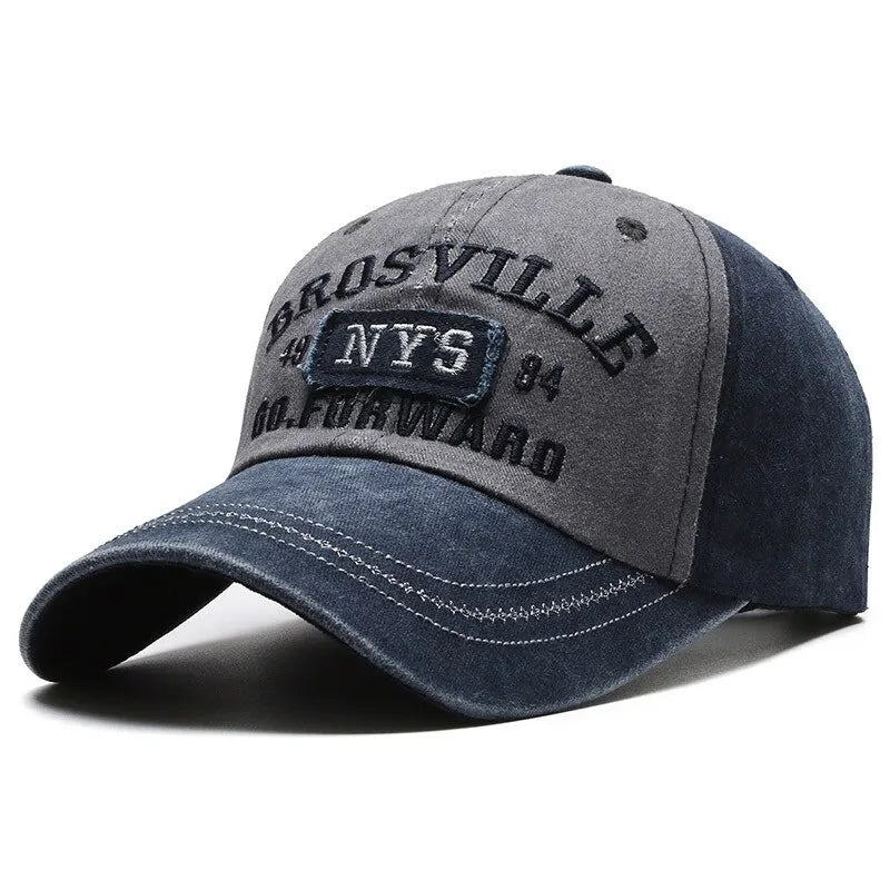 Men’s Distressed Washed Cotton Baseball Cap Embroidered Casual Sun Protection Hat