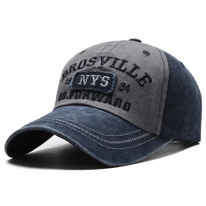 Men’s Distressed Washed Cotton Baseball Cap Embroidered Casual Sun Protection Hat