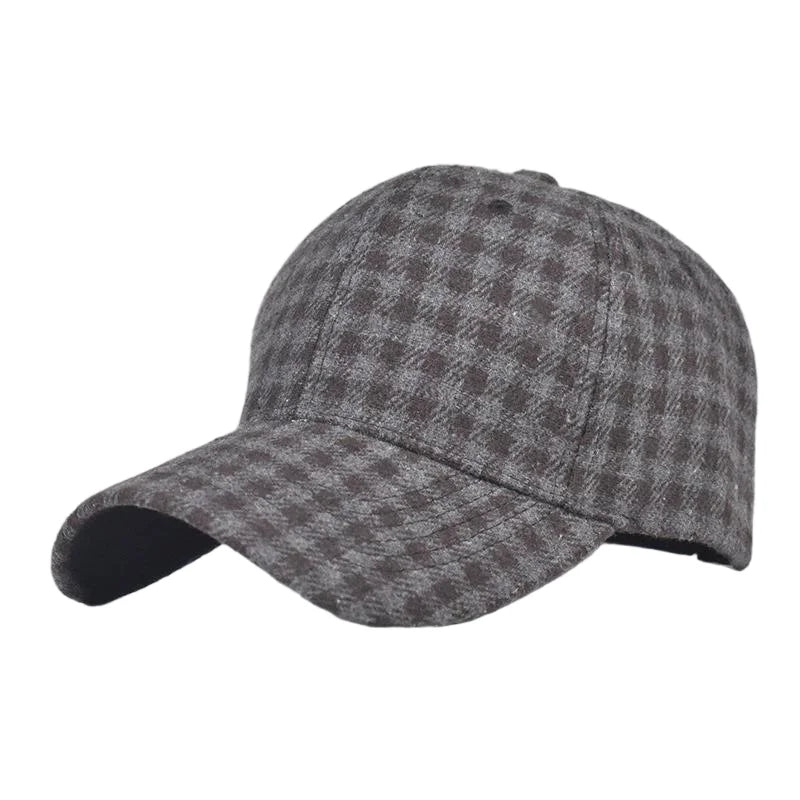 Fall Winter Hat Men's Spring Summer Outdoor Sunscreen Visor Classic Checkered Baseball Cap Hard Top Women's Cap Warm Peaked Cap