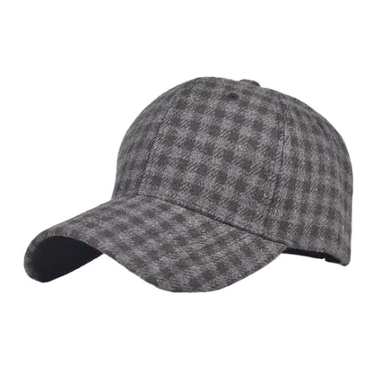 Fall Winter Hat Men's Spring Summer Outdoor Sunscreen Visor Classic Checkered Baseball Cap Hard Top Women's Cap Warm Peaked Cap