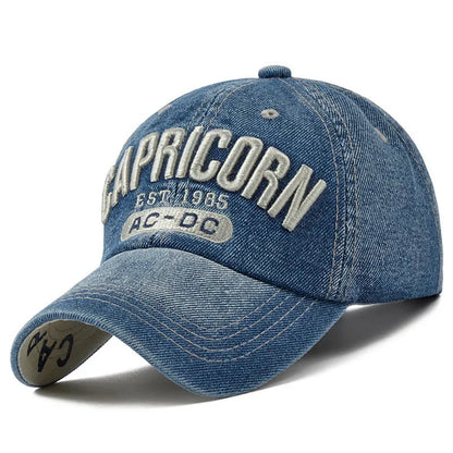 Unisex CAPRICORN Letter Embroidery Baseball Caps Spring Autumn Outdoor Sunscreen Hat Adjustable Casual Trucker Hats