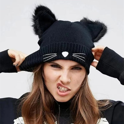 Hot Sale Cute Cat Ear Women Beanie Hat Warm Winter Hats For Women
