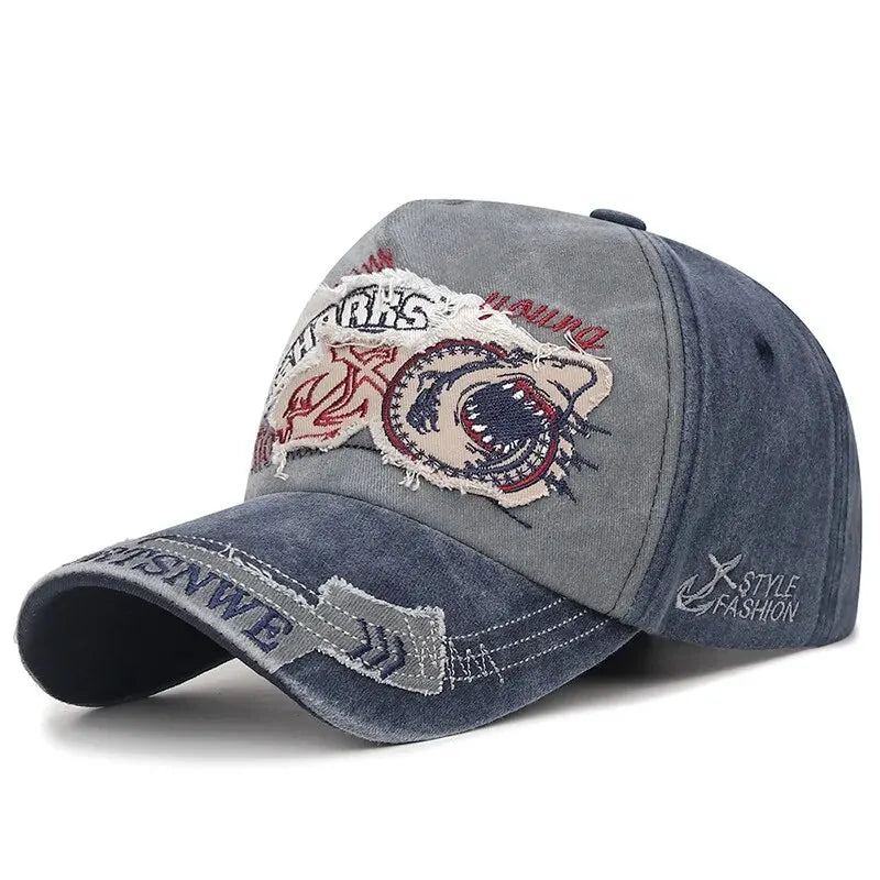 Unisex Washed Vintage Distressed Curved Brim Baseball Cap Patch Embroidery Adjustable Sun Hat