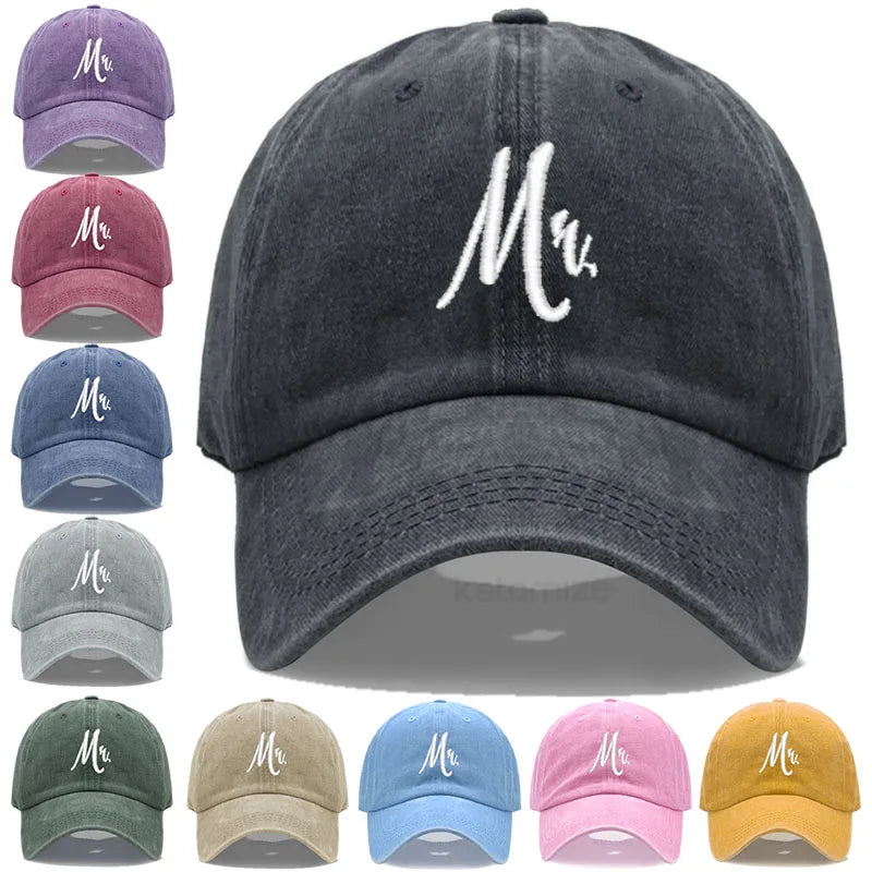 Matching Mr. & Mrs. Baseball Cap Men's Women's Cotton Embroidery Sport Golf Caps Bridal Gift Newlywed Honeymoon Wedding Gift
