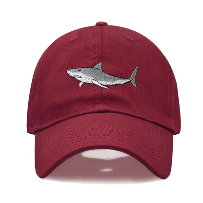 Animal Shark Embroidered Baseball Cap for Women Men Fashion Adjustable Washed Cotton Dad Hat Unisex Classic Golf Caps
