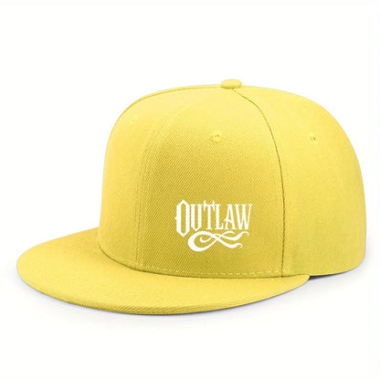 Unisex OUTLAW Printed Adjustable Baseball Cap  Men's and Women's Flat-brimmed Cap, Urban Street Style, Outdoor Activity Cap