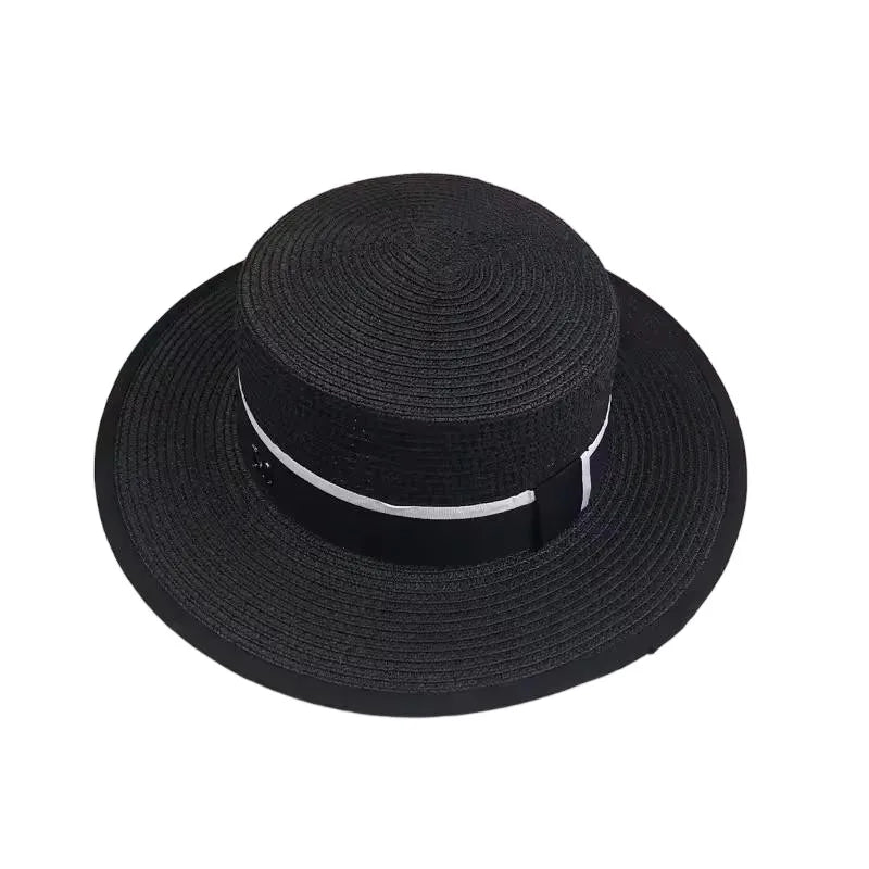 Women's Spring and Summer British Houndstooth Top Hats Seaside Sun Protection Beach Sun Hats Vacation Casual Top Hats