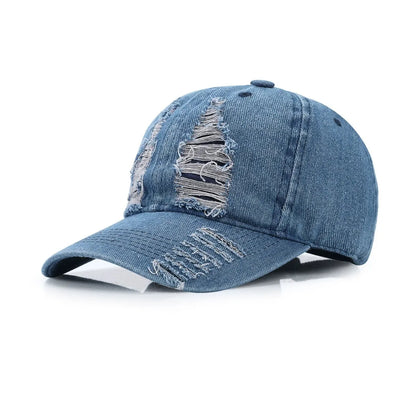 Korean Fashion Baseball Cap For Punk Ripped Retro Denim Jeans Graffiti Cool Long Rabbit Ear Street Hip Hop Sun Hats Visors