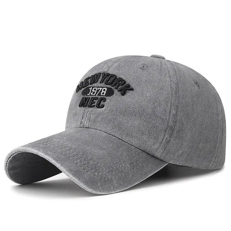 Unisex Washed Cotton Baseball Cap Korean Style Embroidered Letter Soft Top Hat