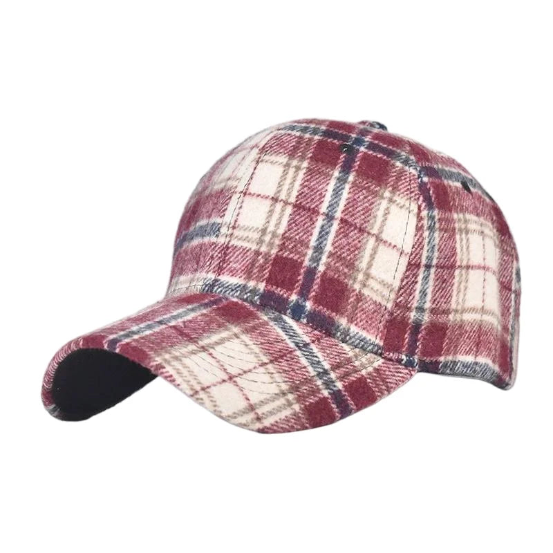 Fall Winter Hat Men's Spring Summer Outdoor Sunscreen Visor Classic Checkered Baseball Cap Hard Top Women's Cap Warm Peaked Cap