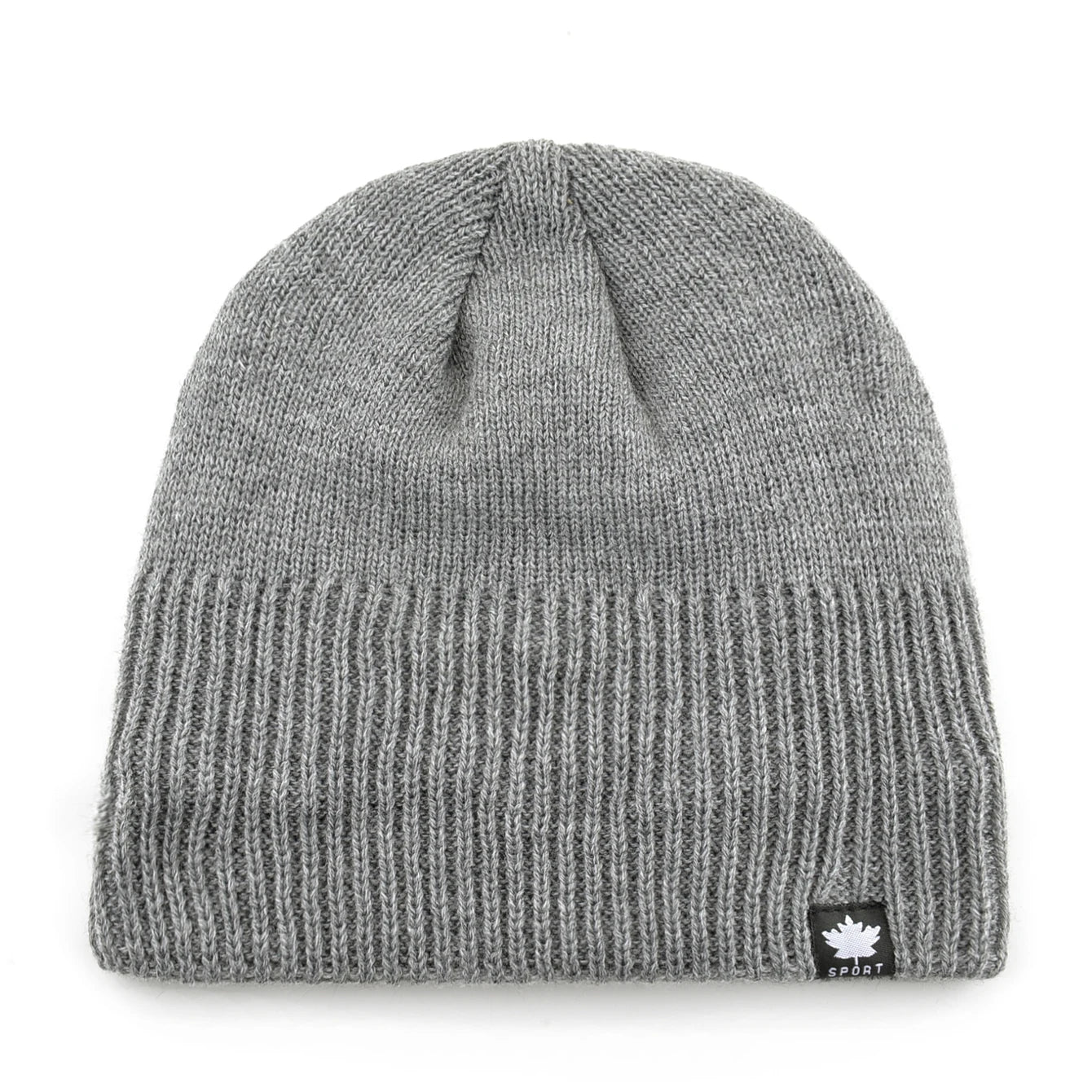Men's Winter Warm Knitted Beanie Hat With Maple Leaf Logo Double Layer Thick Skullies Cap Velvet Lined Bonnet For Cold Weather