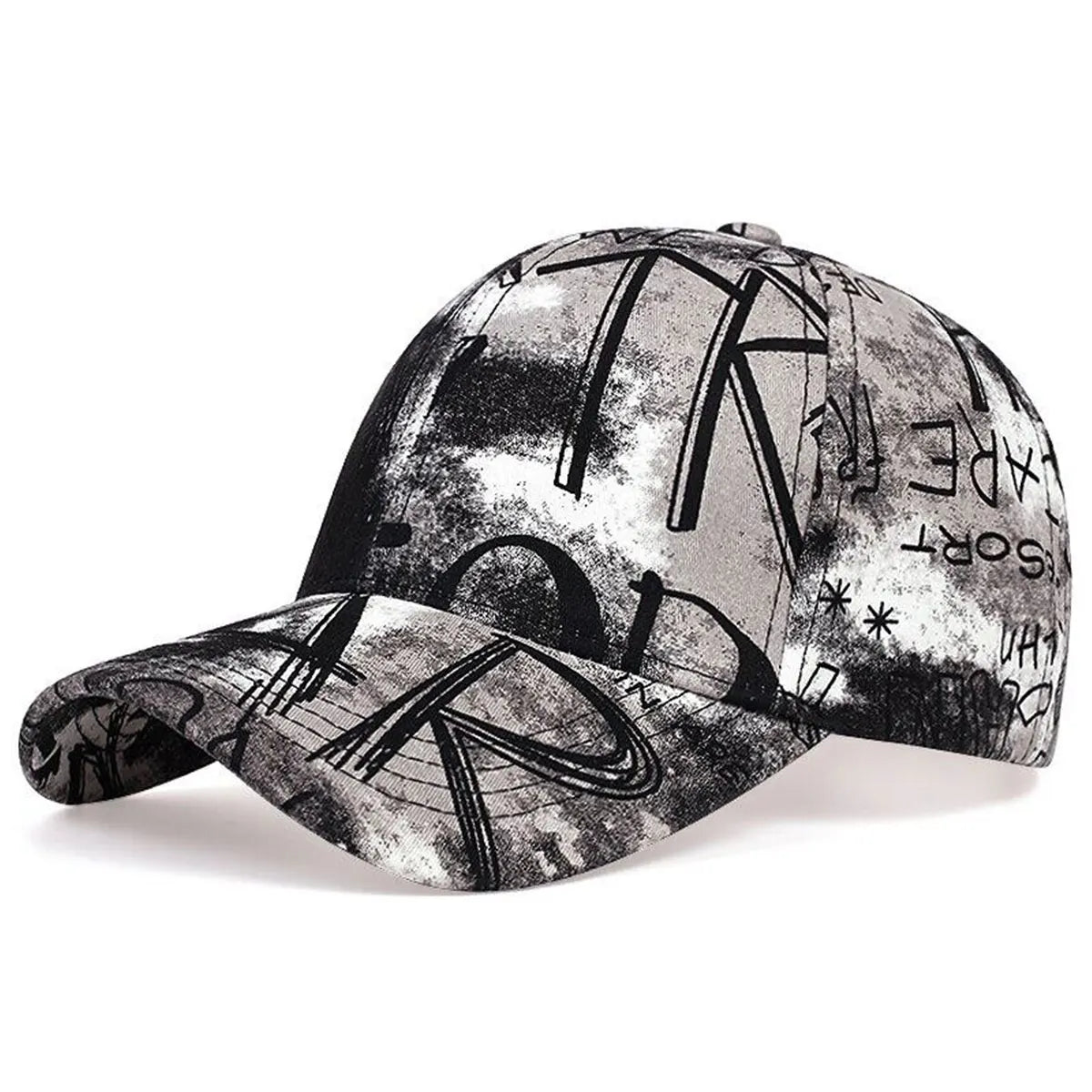Unisex Letter Graffiti Printing Tie Dye Baseball Caps Spring and Autumn Outdoor Adjustable Casual Hats Sunscreen Hat
